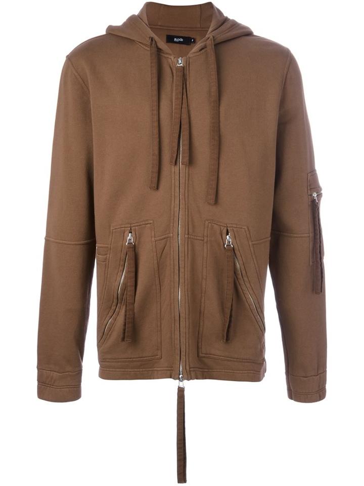 Blood Brother 'utility' Zipped Hoodie, Men's, Size: Large, Brown, Cotton