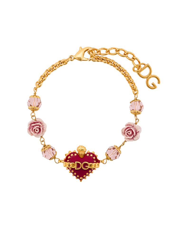 Dolce & Gabbana Rose Heart Chain Bracelet - Metallic