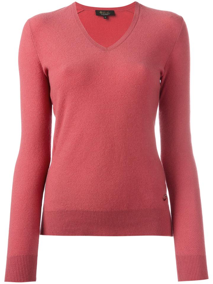 Loro Piana Cashmere V-neck Jumper - Pink & Purple