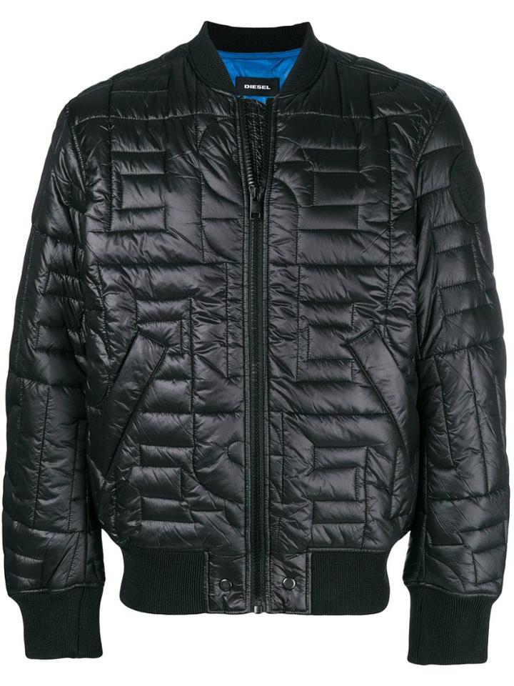 Diesel Quilted Bomber Jacket - Black