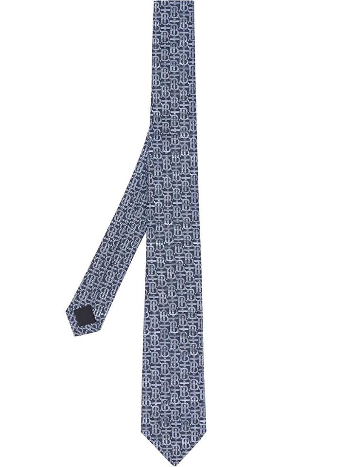 Burberry Classic Cut Monogram Silk Jacquard Tie - Blue