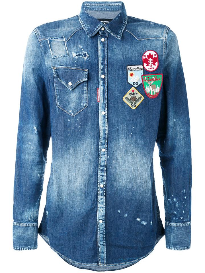 Dsquared2 - Patch Denim Shirt - Men - Cotton/spandex/elastane - 46, Blue, Cotton/spandex/elastane