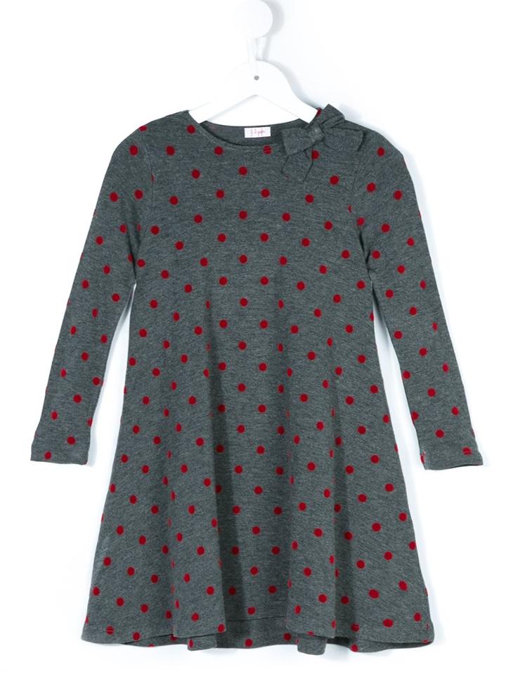 Il Gufo Polka Dot Knitted Dress, Girl's, Size: 10 Yrs, Grey