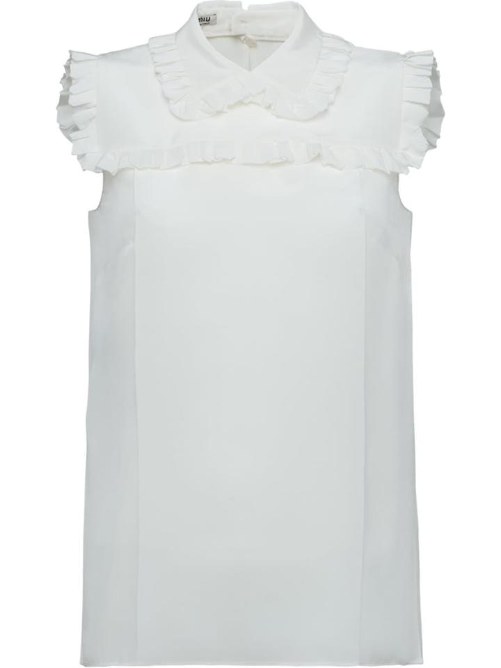 Miu Miu Ruffle Detail Sleeveless Blouse - White