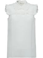 Miu Miu Ruffle Detail Sleeveless Blouse - White