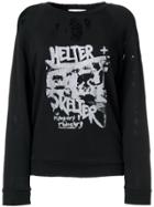 Iro Distressed Printed Sweatshirt - Black