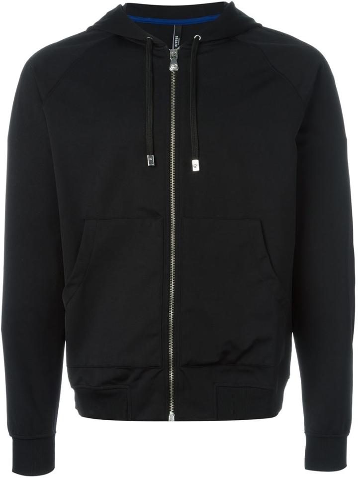 Versus Lion Print Zipped Hoodie, Men's, Size: Xs, Black, Polyamide/spandex/elastane/cotton