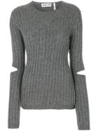 Helmut Lang Arm Slits Ribbed Jumper - Grey