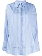 Rokh Pinstripe Boyfriend Shirt - Blue