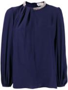 Alexander Mcqueen Crystal Embellished Blouse - Blue