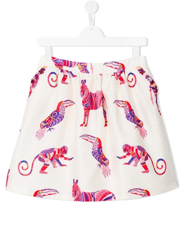Msgm Kids Animal Print Skirt, Girl's, Size: 14 Yrs, Nude/neutrals