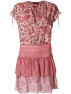 Twin-set Tie Neck Printed Dress - Pink & Purple