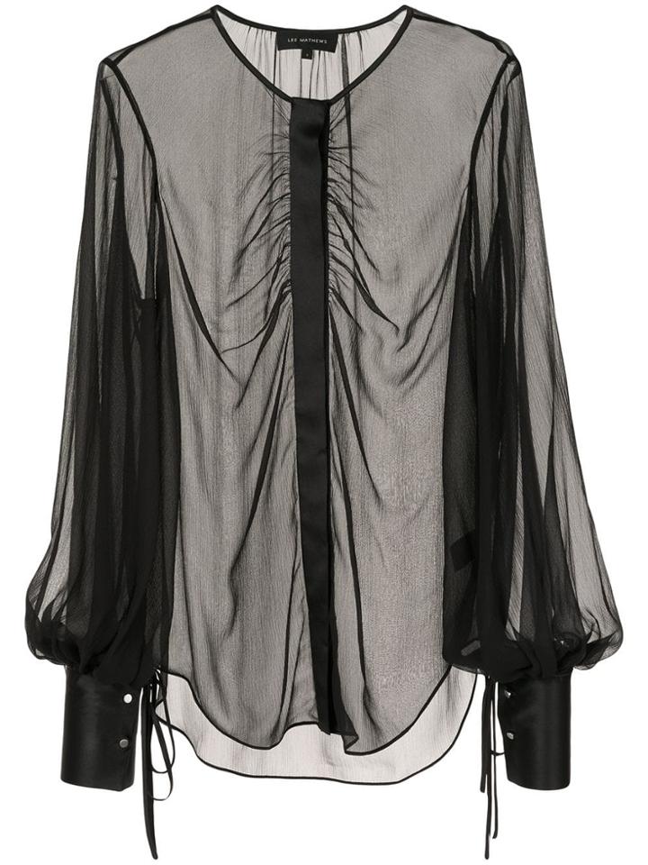 Lee Mathews Sheer Longsleeved Blouse - Black