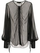Lee Mathews Sheer Longsleeved Blouse - Black