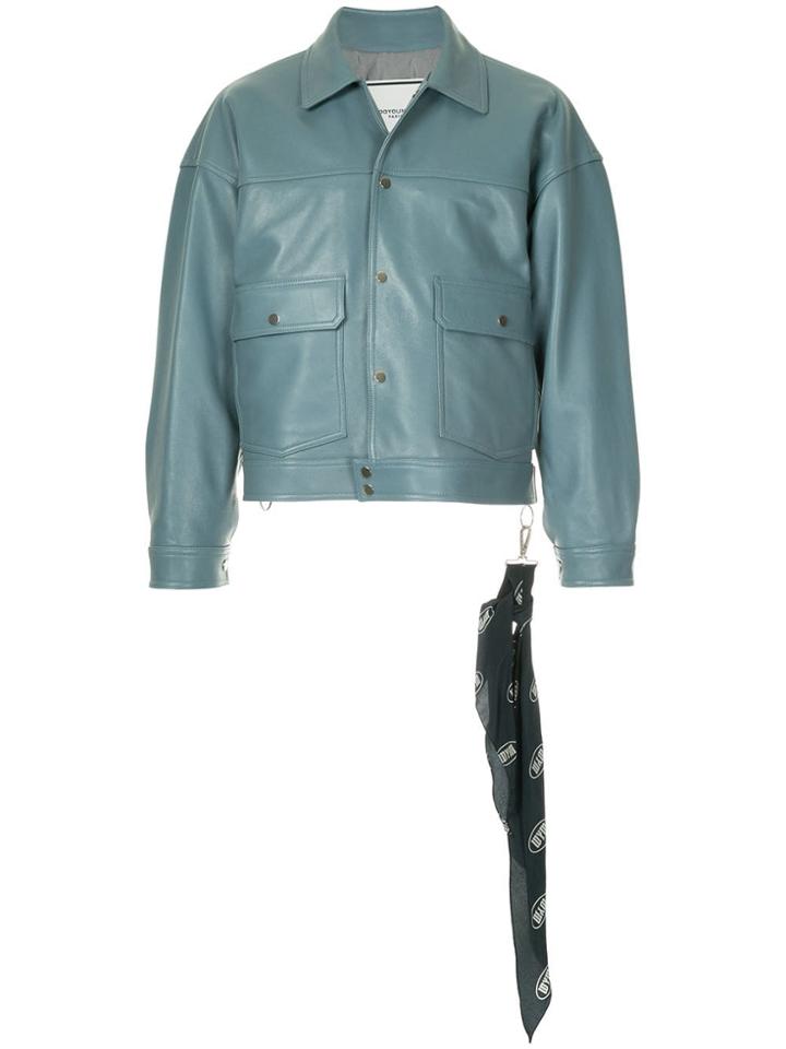 Wooyoungmi Leather Bomber Jacket - Blue