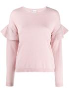 Red Valentino Red(v) Frilled Crew Neck Knitted Sweater - Pink