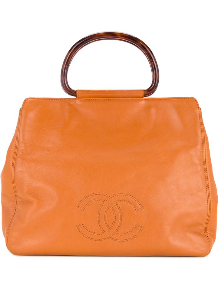 Chanel Vintage Cc Logo Handbag - Yellow & Orange