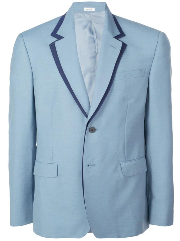 Alexander Mcqueen Contrast Trim Blazer Jacket - Blue
