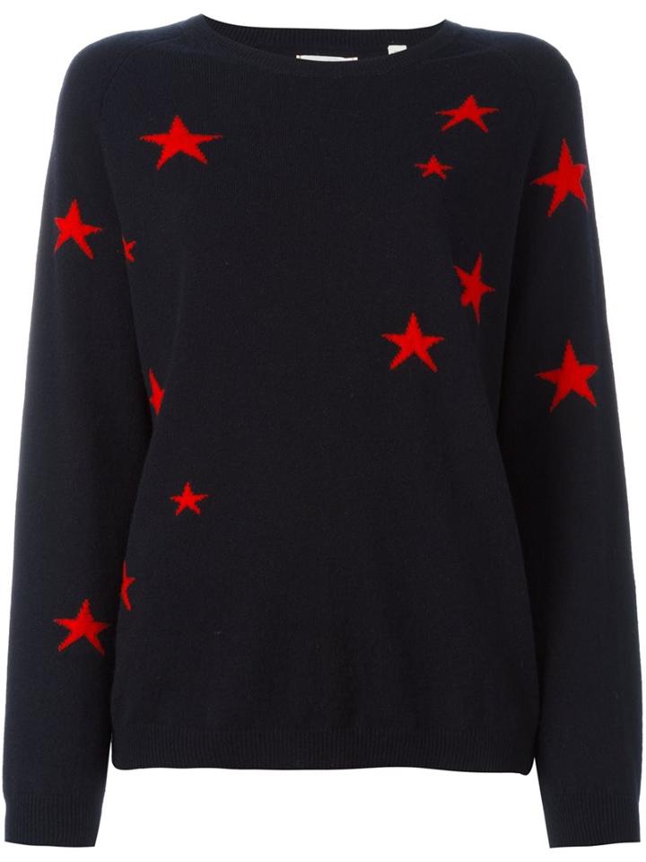 Chinti And Parker Star Detail Slouch Sweater, Women's, Size: Xs, Blue, Cashmere