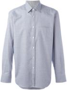 Canali Prince Of Wales Check Shirt, Men's, Size: Medium, Blue, Cotton