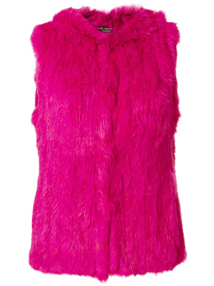 Yves Salomon Hooded Vest - Pink & Purple