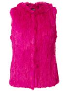 Yves Salomon Hooded Vest - Pink & Purple