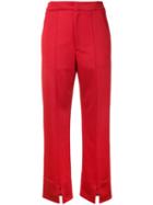 En Route - Slit Hem Trousers - Women - Polyester - 1, Red, Polyester
