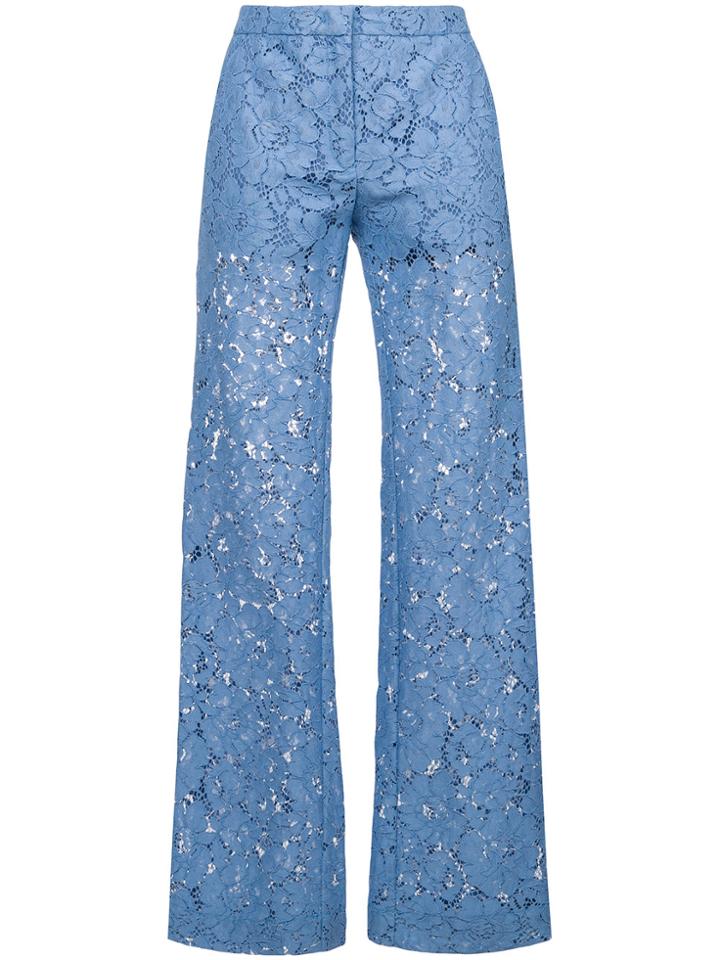 Pinko Lace Embroidered Slim-fit Rousers - Blue