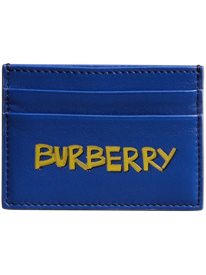 Burberry Graffiti Print Leather Card Case - Blue
