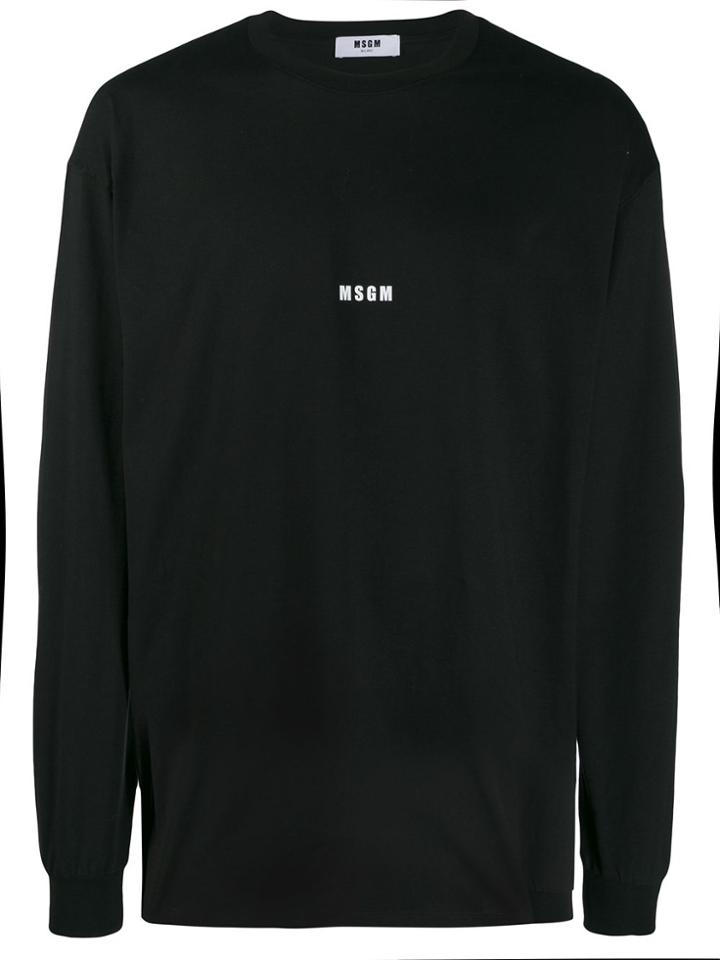 Msgm Contrast Logo Long-sleeved T-shirt - Black