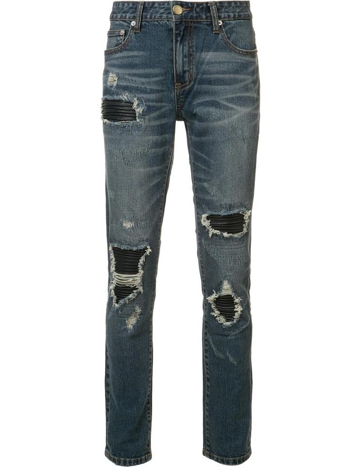 God's Masterful Children Ripped Skinny Jeans, Men's, Size: 36, Blue, Cotton/polyester