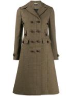Miu Miu Checked Flared Coat - Neutrals