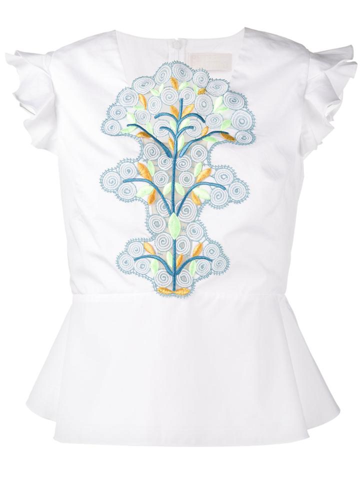 Peter Pilotto Sleeveless Embroidered Peplum Top - White