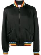 Palm Angels Rainbow Bomber Jacket, Men's, Size: 50, Black, Acetate/viscose/glass