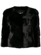 S.w.o.r.d 6.6.44 Collarless Fur Jacket - Black