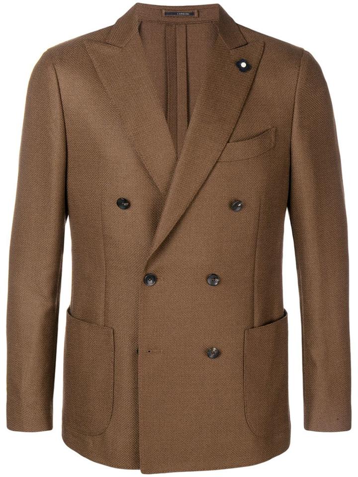 Lardini Double Breasted Blazer - Brown