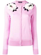 Dolce & Gabbana Flower Applique Cardigan, Women's, Size: 42, Pink/purple, Cashmere/silk