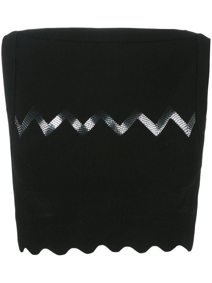 Alaïa Zig-zag Cropped Top, Size: 36, Black, Polyester/viscose