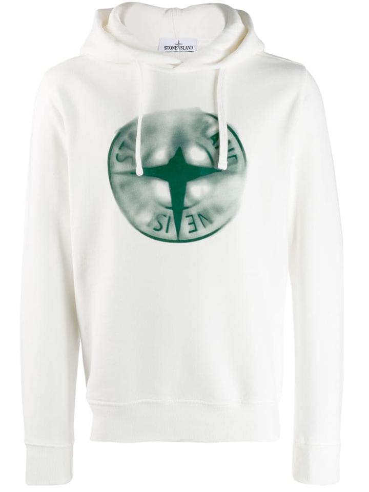 Stone Island Logo Hoodie - White