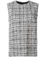 Lanvin Sleeveless Tweed Check Blouse, Women's, Size: 38, Black, Cotton/polyester/viscose/acrylic