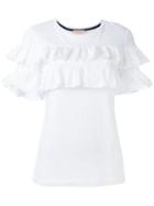 Tory Burch - Ruffled T-shirt - Women - Cotton - L, White, Cotton