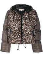 Michael Michael Kors Leopard Print Puffer Jacket - Brown