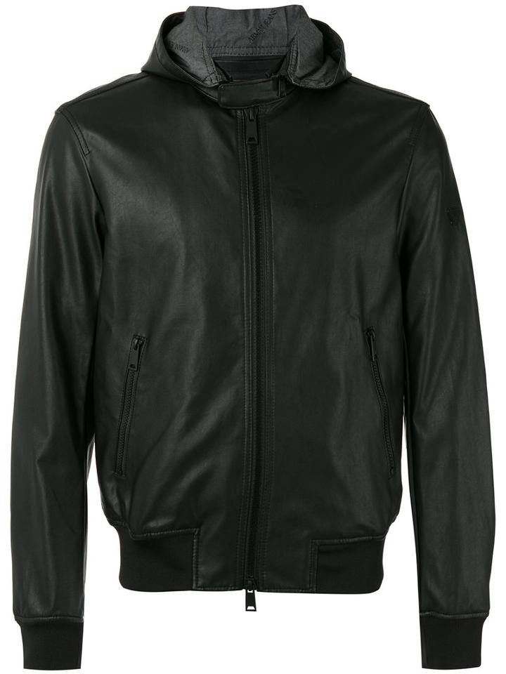 Armani Jeans - Hooded Jacket - Men - Cotton/polyester/polyurethane/viscose - 52, Black, Cotton/polyester/polyurethane/viscose