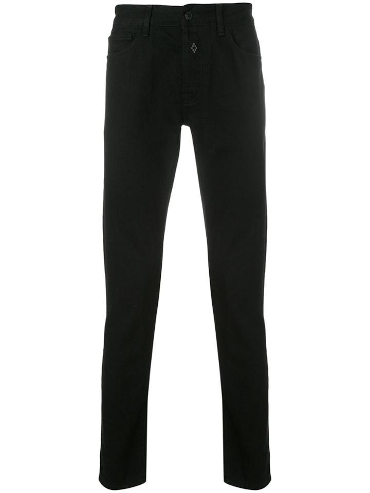 Marcelo Burlon County Of Milan Straight Leg Jeans With Patches - Black