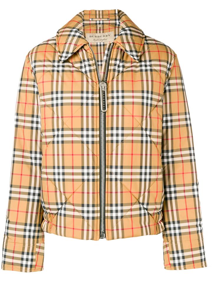 Burberry Checked Bomber Jacket - Yellow & Orange