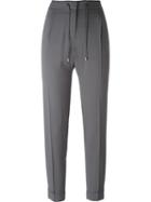 Loro Piana Turn-up Hem Drawstring Trousers, Women's, Size: 46, Grey, Silk/spandex/elastane