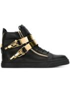 Giuseppe Zanotti Design Skylar Detail Hi-top Sneakers, Men's, Size: 39, Black, Leather/rubber