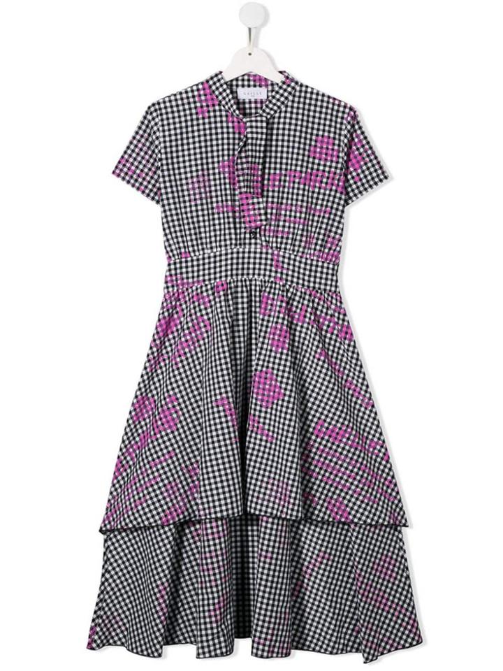 Gaelle Paris Kids Teen Gingham Check Dress - Black