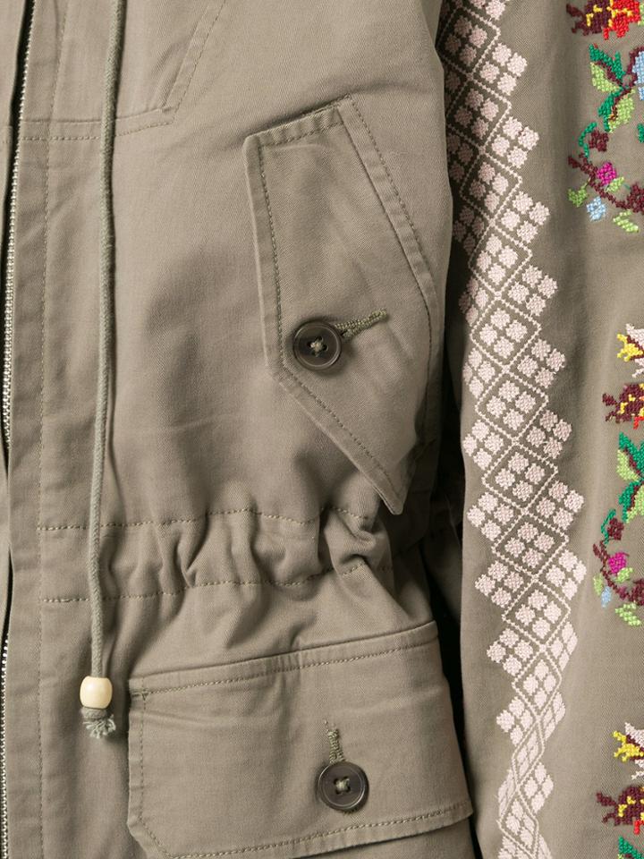 Needle & Thread Embroidered Hooded Jacket - Green