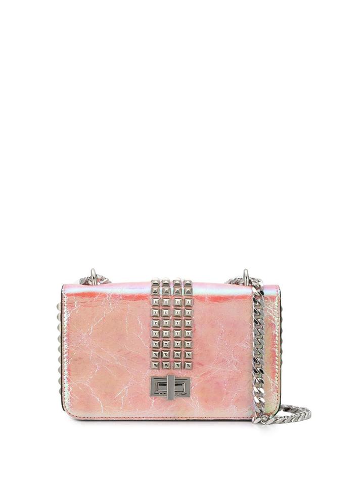 La Carrie Cracked-effect Shoulder Bag - Pink